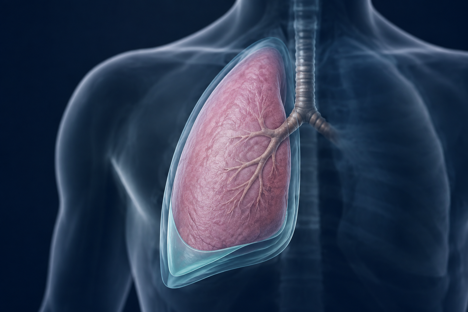 Ilustración médica representativa de la pleura pulmonar